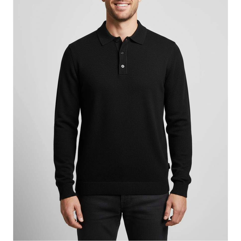 Langarm Polo Strickpullover