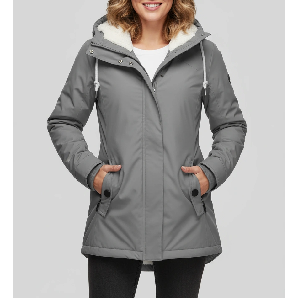 Lange Winterjacke Mit Kapuze & Futter