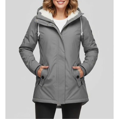 Lange Winterjacke Mit Kapuze & Futter