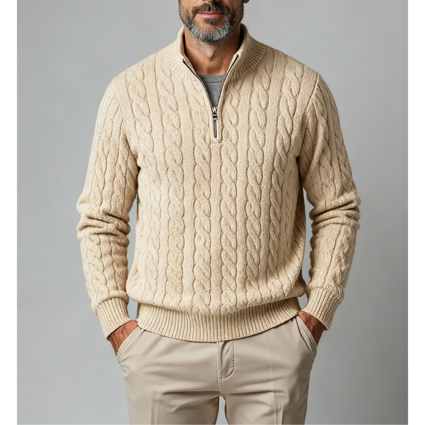 Gestrickter Pullover mit Reißverschluss